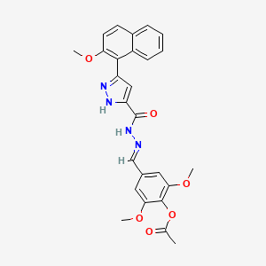 molecular formula C26H24N4O6 B15042491 2,6-dimethoxy-4-[(E)-({[3-(2-methoxy-1-naphthyl)-1H-pyrazol-5-yl]carbonyl}hydrazono)methyl]phenyl acetate 