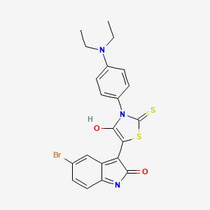 (3Z)-5-bromo-3-{3-[4-(diethylamino)phenyl]-4-oxo-2-thioxo-1,3-thiazolidin-5-ylidene}-1,3-dihydro-2H-indol-2-one