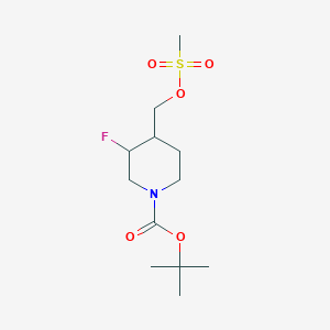 molecular formula C12H22FNO5S B1504255 Tert-butyl 3-fluoro-4-((methylsulfonyloxy)methyl)piperidine-1-carboxylate CAS No. 882033-96-7
