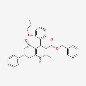 Benzyl 2-methyl-5-oxo-7-phenyl-4-(2-propoxyphenyl)-1,4,5,6,7,8-hexahydroquinoline-3-carboxylate