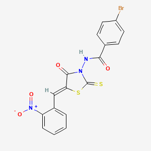 molecular formula C17H10BrN3O4S2 B15042573 4-bromo-N-[(5Z)-5-(2-nitrobenzylidene)-4-oxo-2-thioxo-1,3-thiazolidin-3-yl]benzamide 