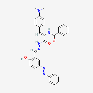 N-{(1Z)-1-[4-(dimethylamino)phenyl]-3-[(2E)-2-{2-hydroxy-5-[(E)-phenyldiazenyl]benzylidene}hydrazinyl]-3-oxoprop-1-en-2-yl}benzamide