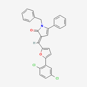 molecular formula C28H19Cl2NO2 B15042641 (3E)-1-benzyl-3-{[5-(2,5-dichlorophenyl)furan-2-yl]methylidene}-5-phenyl-1,3-dihydro-2H-pyrrol-2-one 