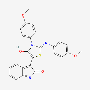 molecular formula C25H19N3O4S B15042679 3-(4-methoxyphenyl)-2-[(4-methoxyphenyl)azamethylene]-5-(2-oxo(1H-benzo[d]azol in-3-ylidene))-1,3-thiazolidin-4-one 