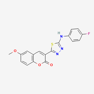 molecular formula C18H12FN3O3S B15042711 3-{5-[(4-fluorophenyl)amino]-1,3,4-thiadiazol-2-yl}-6-methoxy-2H-chromen-2-one 