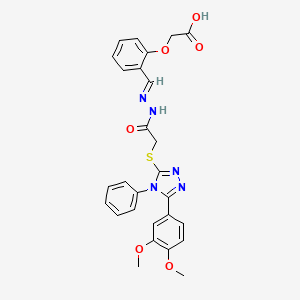 molecular formula C27H25N5O6S B15042715 (2-{(E)-[({[5-(3,4-Dimethoxyphenyl)-4-phenyl-4H-1,2,4-triazol-3-YL]sulfanyl}acetyl)hydrazono]methyl}phenoxy)acetic acid 