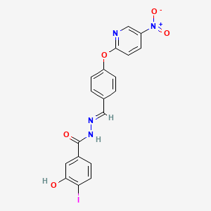 3-hydroxy-4-iodo-N'-[(E)-{4-[(5-nitropyridin-2-yl)oxy]phenyl}methylidene]benzohydrazide