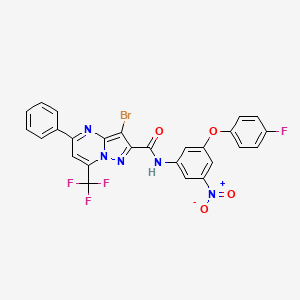 molecular formula C26H14BrF4N5O4 B15042742 3-bromo-N-[3-(4-fluorophenoxy)-5-nitrophenyl]-5-phenyl-7-(trifluoromethyl)pyrazolo[1,5-a]pyrimidine-2-carboxamide 