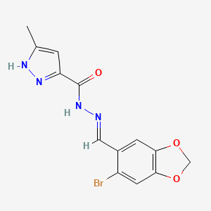 N'-[(E)-(6-bromo-1,3-benzodioxol-5-yl)methylidene]-3-methyl-1H-pyrazole-5-carbohydrazide