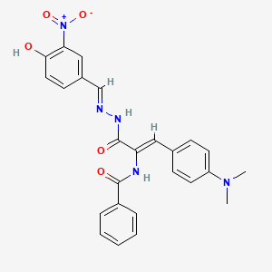 molecular formula C25H23N5O5 B15042803 N-{(1Z)-1-[4-(dimethylamino)phenyl]-3-[(2E)-2-(4-hydroxy-3-nitrobenzylidene)hydrazinyl]-3-oxoprop-1-en-2-yl}benzamide 