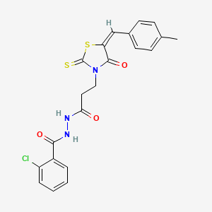 2-Chloro-N'-{3-[(5E)-5-[(4-methylphenyl)methylidene]-4-oxo-2-sulfanylidene-1,3-thiazolidin-3-YL]propanoyl}benzohydrazide