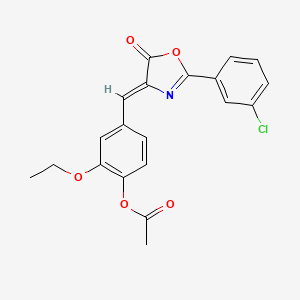 4-{(Z)-[2-(3-chlorophenyl)-5-oxo-1,3-oxazol-4(5H)-ylidene]methyl}-2-ethoxyphenyl acetate