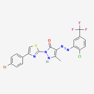 molecular formula C20H12BrClF3N5OS B15042976 (4Z)-2-[4-(4-bromophenyl)-1,3-thiazol-2-yl]-4-{2-[2-chloro-5-(trifluoromethyl)phenyl]hydrazinylidene}-5-methyl-2,4-dihydro-3H-pyrazol-3-one 