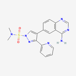 molecular formula C18H17N7O2S B1504298 4-(4-Aminoquinazolin-6-YL)-N,N-dimethyl-3-(pyridin-2-YL)-1H-pyrazole-1-sulfonamide CAS No. 746669-24-9