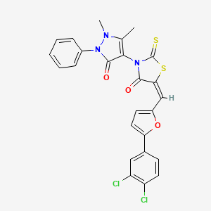 (5E)-5-{[5-(3,4-Dichlorophenyl)-2-furyl]methylene}-3-(1,5-dimethyl-3-oxo-2-phenyl-2,3-dihydro-1H-pyrazol-4-YL)-2-thioxo-1,3-thiazolidin-4-one