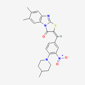 (2E)-6,7-dimethyl-2-[4-(4-methylpiperidin-1-yl)-3-nitrobenzylidene][1,3]thiazolo[3,2-a]benzimidazol-3(2H)-one