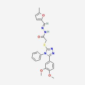 2-{[5-(3,4-dimethoxyphenyl)-4-phenyl-4H-1,2,4-triazol-3-yl]sulfanyl}-N'-[(E)-(5-methylfuran-2-yl)methylidene]acetohydrazide