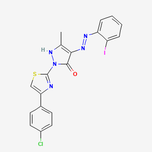 (4E)-2-[4-(4-chlorophenyl)-1,3-thiazol-2-yl]-4-[2-(2-iodophenyl)hydrazinylidene]-5-methyl-2,4-dihydro-3H-pyrazol-3-one