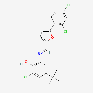 molecular formula C21H18Cl3NO2 B15043073 4-tert-butyl-2-chloro-6-({(E)-[5-(2,4-dichlorophenyl)furan-2-yl]methylidene}amino)phenol 