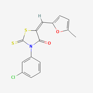 molecular formula C15H10ClNO2S2 B15043117 (5E)-3-(3-chlorophenyl)-5-[(5-methylfuran-2-yl)methylidene]-2-thioxo-1,3-thiazolidin-4-one 