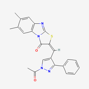 (2E)-2-[(1-acetyl-3-phenyl-1H-pyrazol-4-yl)methylidene]-6,7-dimethyl[1,3]thiazolo[3,2-a]benzimidazol-3(2H)-one