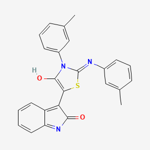 (3Z)-3-{(2Z)-3-(3-methylphenyl)-2-[(3-methylphenyl)imino]-4-oxo-1,3-thiazolidin-5-ylidene}-1,3-dihydro-2H-indol-2-one