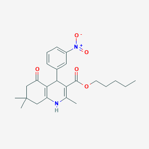 molecular formula C24H30N2O5 B15043181 Pentyl 2,7,7-trimethyl-4-(3-nitrophenyl)-5-oxo-1,4,5,6,7,8-hexahydroquinoline-3-carboxylate 