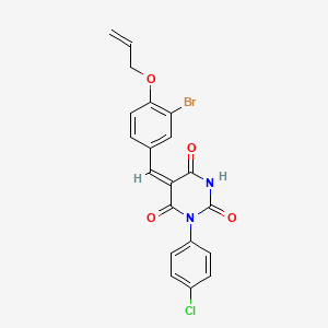 molecular formula C20H14BrClN2O4 B15043271 (5E)-5-[3-bromo-4-(prop-2-en-1-yloxy)benzylidene]-1-(4-chlorophenyl)pyrimidine-2,4,6(1H,3H,5H)-trione 