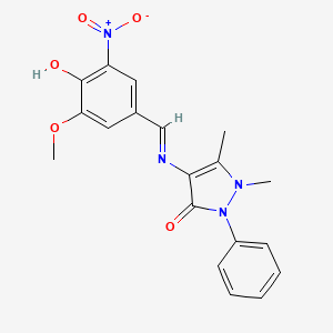 4-{[(E)-(4-hydroxy-3-methoxy-5-nitrophenyl)methylidene]amino}-1,5-dimethyl-2-phenyl-1,2-dihydro-3H-pyrazol-3-one