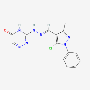 3-{(2E)-2-[(5-chloro-3-methyl-1-phenyl-1H-pyrazol-4-yl)methylidene]hydrazinyl}-1,2,4-triazin-5(4H)-one