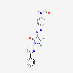 molecular formula C22H20N6O2S B15043385 N-methyl-N-(4-{(2Z)-2-[3-methyl-5-oxo-1-(4-phenyl-1,3-thiazol-2-yl)-1,5-dihydro-4H-pyrazol-4-ylidene]hydrazinyl}phenyl)acetamide 