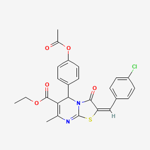 ethyl (2E)-5-[4-(acetyloxy)phenyl]-2-(4-chlorobenzylidene)-7-methyl-3-oxo-2,3-dihydro-5H-[1,3]thiazolo[3,2-a]pyrimidine-6-carboxylate