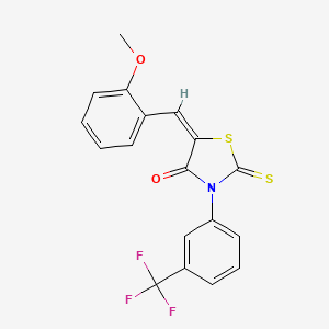 molecular formula C18H12F3NO2S2 B15043452 (5E)-5-[(2-methoxyphenyl)methylidene]-2-sulfanylidene-3-[3-(trifluoromethyl)phenyl]-1,3-thiazolidin-4-one 