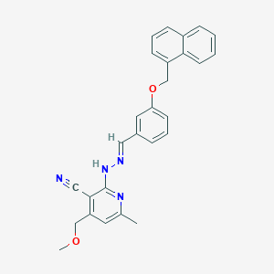 4-(methoxymethyl)-6-methyl-2-{(2E)-2-[3-(naphthalen-1-ylmethoxy)benzylidene]hydrazinyl}pyridine-3-carbonitrile