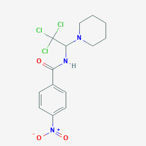 4-nitro-N-[2,2,2-trichloro-1-(piperidin-1-yl)ethyl]benzamide