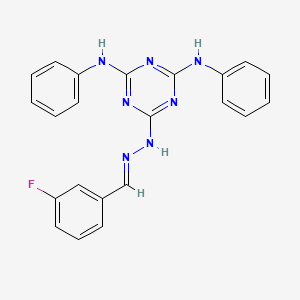 6-[(2E)-2-(3-fluorobenzylidene)hydrazinyl]-N,N'-diphenyl-1,3,5-triazine-2,4-diamine