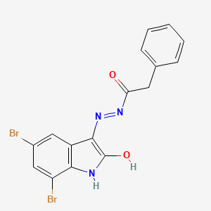 Phenyl-acetic acid (5,7-dibromo-2-oxo-1,2-dihydro-indol-3-ylidene)-hydrazide