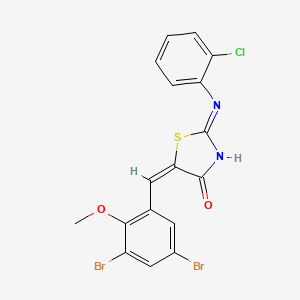 molecular formula C17H11Br2ClN2O2S B15043649 (2E,5E)-2-[(2-chlorophenyl)imino]-5-(3,5-dibromo-2-methoxybenzylidene)-1,3-thiazolidin-4-one 