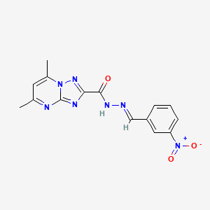 molecular formula C15H13N7O3 B15043664 5,7-dimethyl-N'-[(E)-(3-nitrophenyl)methylidene][1,2,4]triazolo[1,5-a]pyrimidine-2-carbohydrazide 