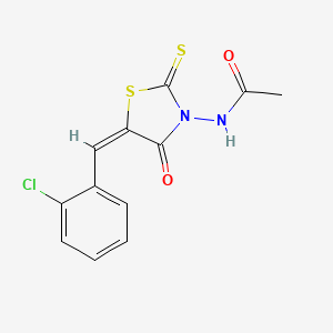 N-[(5E)-5-[(2-chlorophenyl)methylidene]-4-oxo-2-sulfanylidene-1,3-thiazolidin-3-yl]acetamide