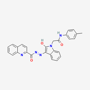 N-[(Z)-[1-[2-(4-methylanilino)-2-oxo-ethyl]-2-oxo-indolin-3-ylidene]amino]quinoline-2-carboxamide