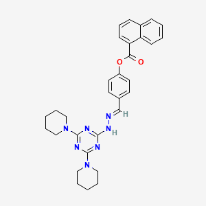 4-[(E)-{2-[4,6-di(piperidin-1-yl)-1,3,5-triazin-2-yl]hydrazinylidene}methyl]phenyl naphthalene-1-carboxylate