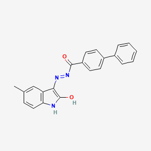 N'-[(3E)-5-Methyl-2-oxo-2,3-dihydro-1H-indol-3-ylidene]-[1,1'-biphenyl]-4-carbohydrazide