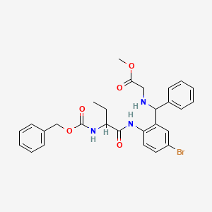 Methyl 2-({[2-(2-{[(benzyloxy)carbonyl]amino}butanamido)-5-bromophenyl](phenyl)methyl}amino)acetate