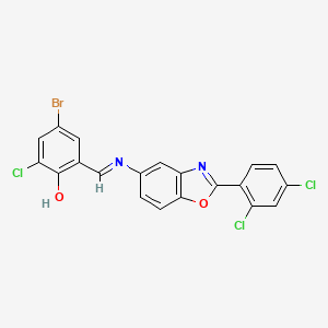 4-bromo-2-chloro-6-[(E)-{[2-(2,4-dichlorophenyl)-1,3-benzoxazol-5-yl]imino}methyl]phenol