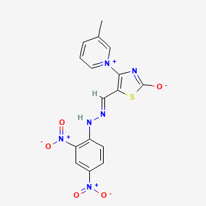 molecular formula C16H12N6O5S B15044019 5-{(E)-[2-(2,4-dinitrophenyl)hydrazinylidene]methyl}-4-(3-methylpyridinium-1-yl)-1,3-thiazol-2-olate 