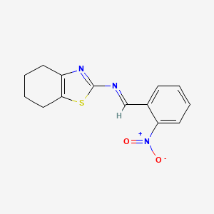 molecular formula C14H13N3O2S B15044044 (E)-1-(2-Nitrophenyl)-N-(4,5,6,7-tetrahydro-1,3-benzothiazol-2-YL)methanimine 