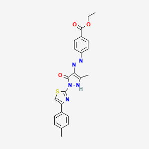 ethyl 4-[(2E)-2-{3-methyl-1-[4-(4-methylphenyl)-1,3-thiazol-2-yl]-5-oxo-1,5-dihydro-4H-pyrazol-4-ylidene}hydrazinyl]benzoate