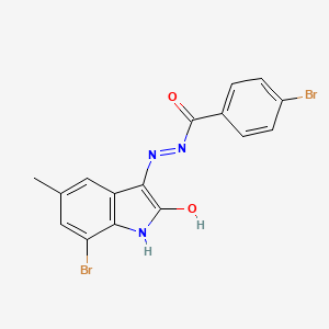 4-bromo-N'-[(3Z)-7-bromo-5-methyl-2-oxo-1,2-dihydro-3H-indol-3-ylidene]benzohydrazide