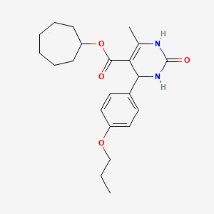 molecular formula C22H30N2O4 B15044147 Cycloheptyl 6-methyl-2-oxo-4-(4-propoxyphenyl)-1,2,3,4-tetrahydropyrimidine-5-carboxylate 